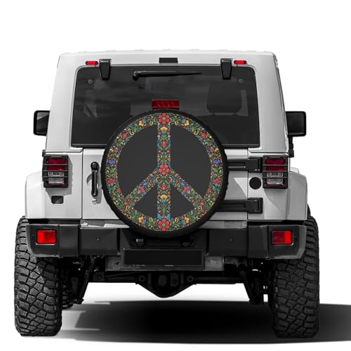 Image of Peace Spare Tire Cover Dust-Proof Wheel Tire Cover Fit Trailer, RV, SUV and Many Vehicle 15 Inch