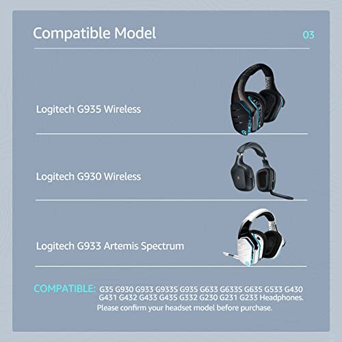Mesh Earpads para Logitech G35/G935/G933/G930/G432 - Negro | para audífonos G935/G933/G930/G635/G633/G633S/G533/G430/G431/G432/G433/G332/G230/G231/G233 miniatura 2