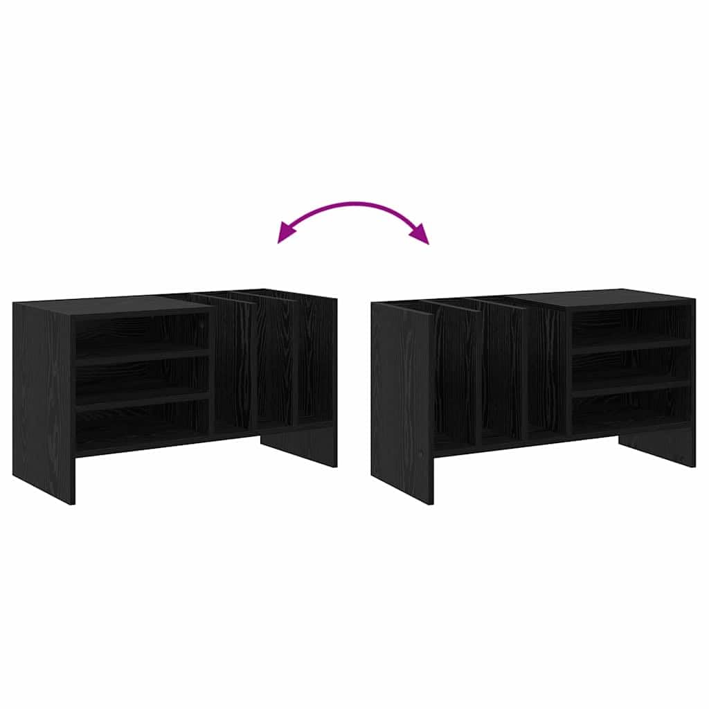 Armario para discos de vinilo, aspecto de roble negro, 78,5 x 35 x 45 cm, con 6 estantes, mueble multimedia versátil para vinilo, CD, DVD, sala de estar y cine en casa