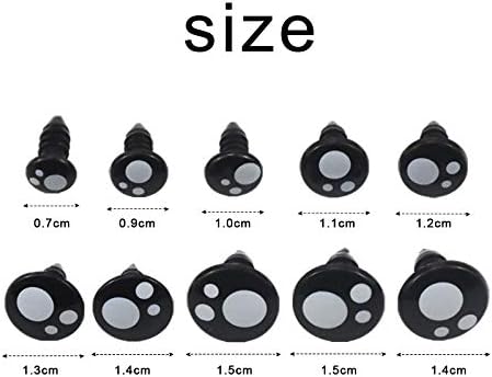 150 Safety Eyes with Washers 8-16mm Plastic Craft Doll Eyes Black Round Safety Eyes Teddy Bear Eyes Crochet Animal Eyes with Storage Box for Soft Teddy Bear and Plush Knitted Toys Doll Craft Making