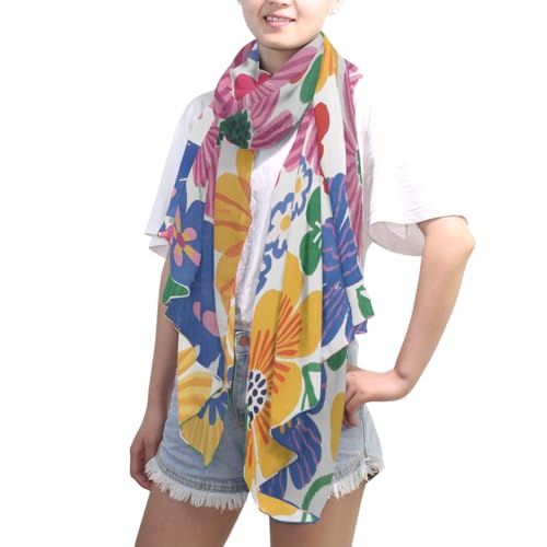 Scarf for Women Lightweight Pastel Flower Design Fashion Pashmina Stylish Shawls4