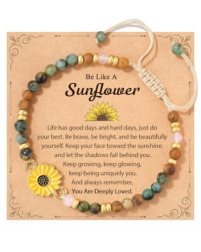 Image of Tarsus Sunflower Gifts for Women Teens - Positivity, Love & Strength | Unique Gift for Birthday, Christmas, or Thank You Occasion, Sunshine Sunflower Bracelet for Friends Coworkers Daughter...