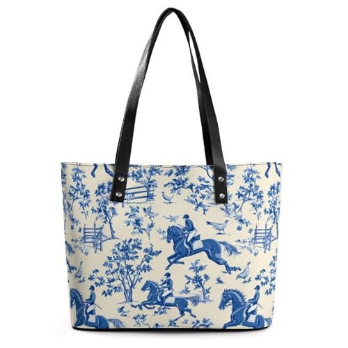Horse Jumping Horsing Rider Women's Leather Handbag Shoulder Bag Tote Purse Bags for Shopping Travel