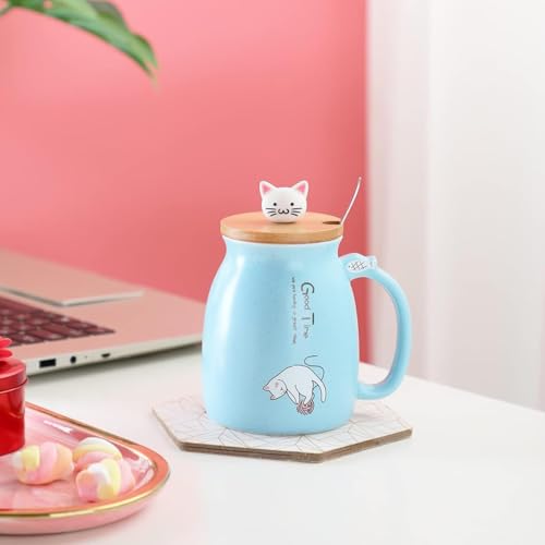 Image of Coffee Mug, Gift for Woman, Birthday Present for Girlfriend, Present for Wife Birthday, Mugs for Present, Holi Gifts, Panda Mug with Lid & Spoon (Sky Good Time)