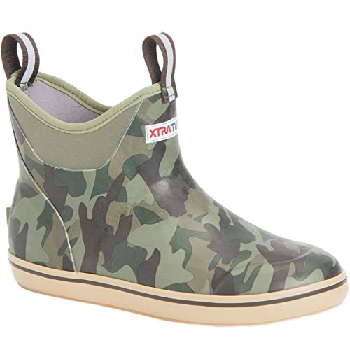 Image of XTRATUF Men's 6 inch Waterproof Slip Resistant Breathable Lightweight Rubber Performance Ankle Deck Boat Fishing Boots, Camo, 11
