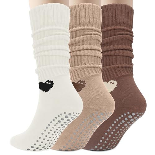 Image of Soxbang 3 /6 Pairs Cute Pilates Socks with Grips,Yoga Socks Barre Sock Non Slip Grip Embroidery for Barre Ballet Workout