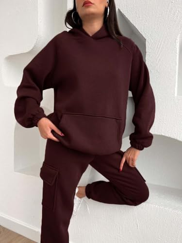 Image of KOTTY Women's Winter Tracksuit Set | Warm Fleece Gymwear Joggers & Hooded Top | Stylish Activewear Coord for Walking, Yoga & Travel