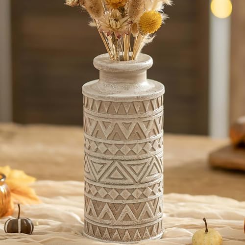 Hanobe Boho Vases Home Decor: Rustic Farmhouse Wood Vase for