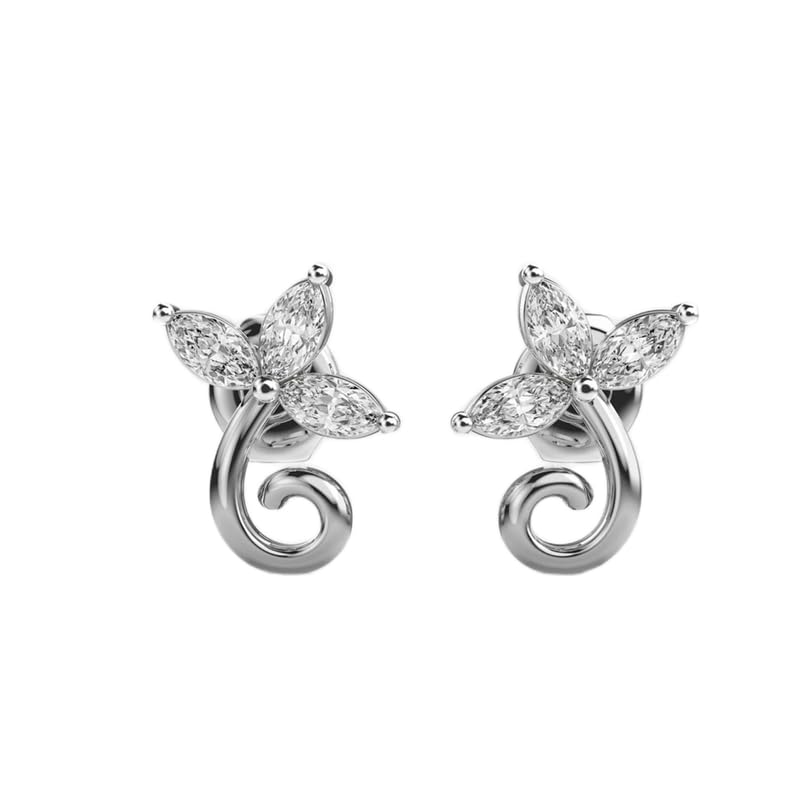 Clous d'oreilles Mystic Petals argent 925 plaqué or boucles d'oreilles marquise 6 pierres