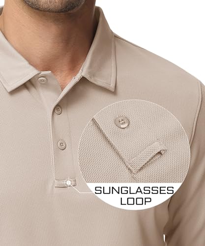 Image of MAGCOMSEN Men's Long Sleeve Golf Polo Shirts Collared Athletic Quick Dry Lightweight Work Shirts