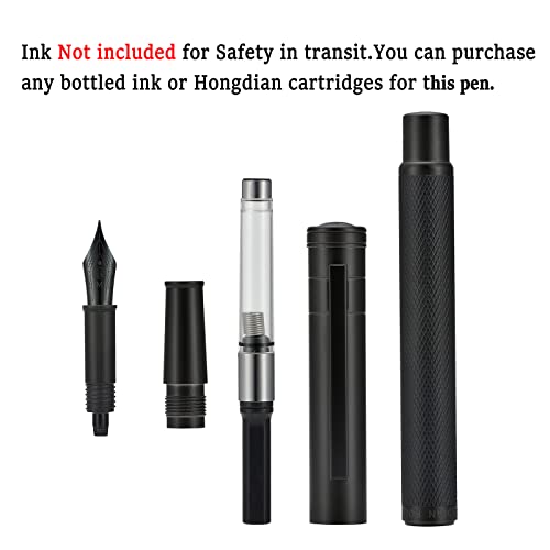 Image of Hongdian Black Forest Fountain Pen Medium Nib Classic Design with Converter and Metal Pen Case Set