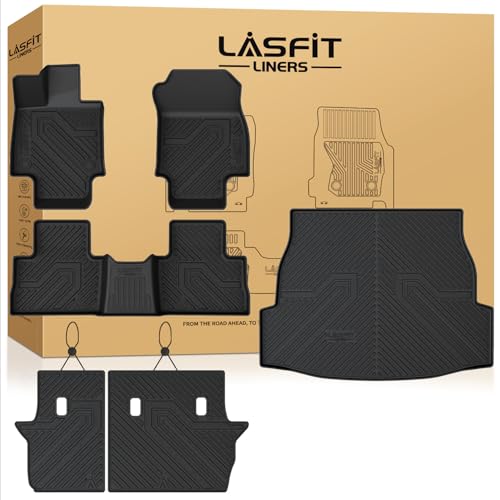 Image of LASFIT Floor Mats & Backrest Mats & Trunk Mat for Toyota RAV4 2019-2025 (Not Fit Hybrid) All Weather TPE Custom Fit Floor Liners Car Mats Full Set Accessories, Lifespan 5 Years+, Black