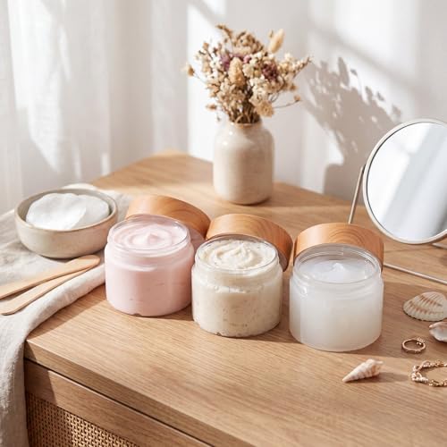 Image of Patelai 4 Pieces Wide-mouth Plastic Container,1 Ounce,Wood