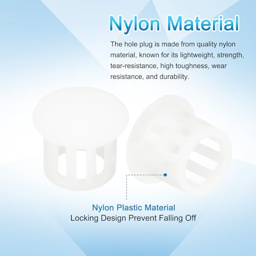 Image of uxcell 100pcs Nylon Plastic Hole Plugs, 2 /5 inch(10mm) Round Drill Screw Hole Plugs Covers Knockout Locking Plastic Plugs Insert End Caps for Kitchen Cabinet Furniture, White