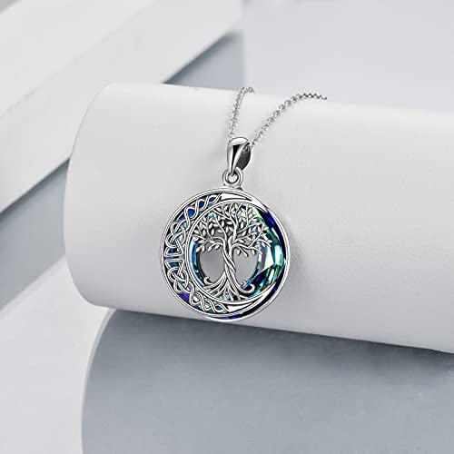 Tree of Life Necklaces S925 Sterling Silver Crystal Tree of Life Pendant Necklace Celtic Knot Moon Tree of Life Jewelry for Women Gifts3