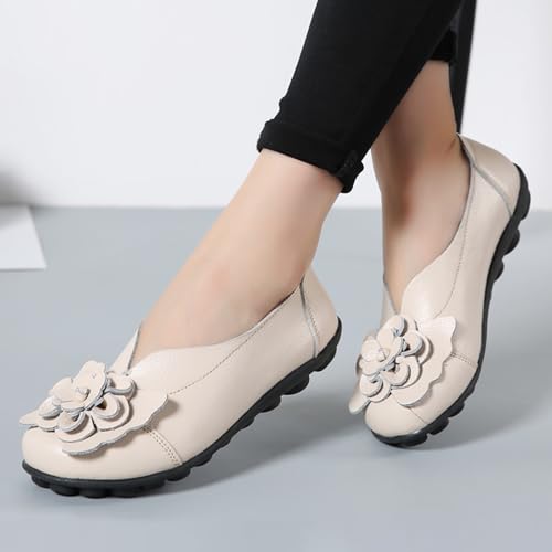Image of MOYOWEI Women's Leather Slip On Loafers Colorful Flat Shoes
