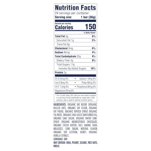 Image of Zbar - Chocolate Chip - Soft-Baked Energy Snack Bars - Non-GMO - 12g Whole Grains - USDA Organic Granola Bars - Snacks for Kids (24 Pack)
