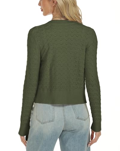 Image of Women's Long Sleeve Cropped Knitted Sweater Cardigan Button Down Open Front Knitted Shrug Sweaters