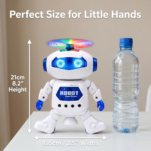 Image of Dancing Robot Toy for Kids with 3D Lights and Music Robot with Moving Hands Legs Head Spinning Action Battery Operated Fun Dance Toy for Boys Girls Indoor Play [White 99444-2]