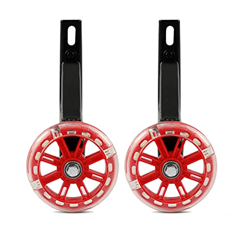 Castor Wheels, Fixed castors, 14in Training Wheels Heavy Duty Kids Bicycle Stabiliser Adjustable Training Side Wheels Suit (Color : Rojo)