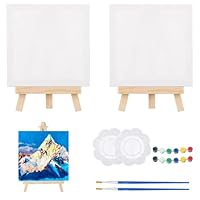 2 Sätze Mini Leinwand, Leinwand Klein, Mini Staffelei Set Mit Staffelei, Pinsel & Farben, Pack für Kreativität Zu Hause, Schule & Reisen, Pack für Kreativität Zu Hause & Unterwegs