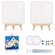 2 Sätze Mini Leinwand, Leinwand Klein, Mini Staffelei Set Mit Staffelei, Pinsel & Farben, Pack für Kreativität Zu Hause, Schule & Reisen, Pack für Kreativität Zu Hause & Unterwegs