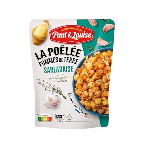 Paul & Louise - Poêlée Pomme De Terre Sarladaise - 200g - Prêt en deux minutes - À poêler ou au micro onde - À la graisse de canard - Fabriqué en France - Sachet 100% recycable