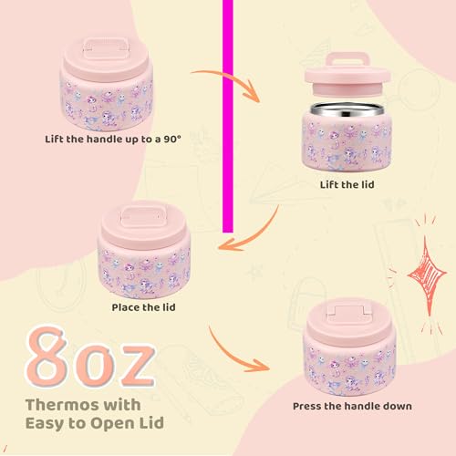 Image of Bento Lunch Box for Kids with 8oz Soup Thermo Leak-Proof Lunch Food Containers with Snack Sauce Container for Kid Girls Boys to School