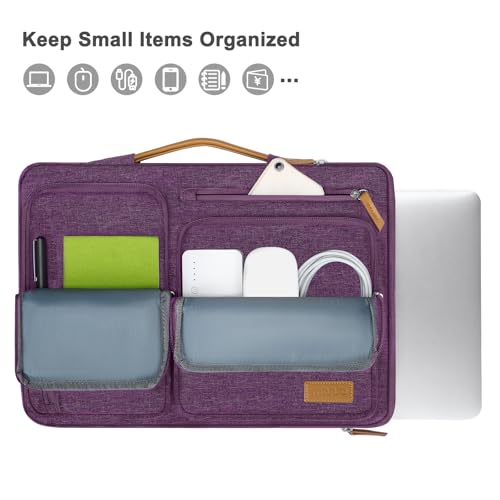 Image of MOSISO 360 Protective Laptop Case 16 inch, 15-15.6 inch Laptop Sleeve Compatible with MacBook Pro 16, HP Acer Dell Lenovo ASUS, Side Open Carrying Case with 4 Zipper Pockets&Handle, Argyle Purple