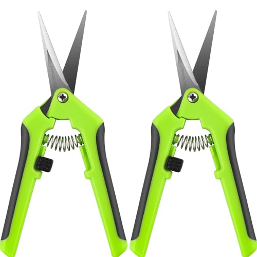 Lot de 2 ciseaux ergonomiques à ressort avec lames en acier inoxydable, verrouillage coulissant et poignées antidérapantes, ciseaux multi-usages, outils de...