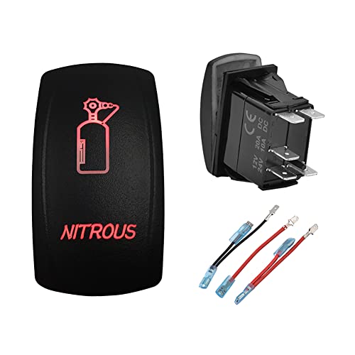 BACAUTOPARTS 12V 24V Dual RED Led Nitrous Rocker Switch with