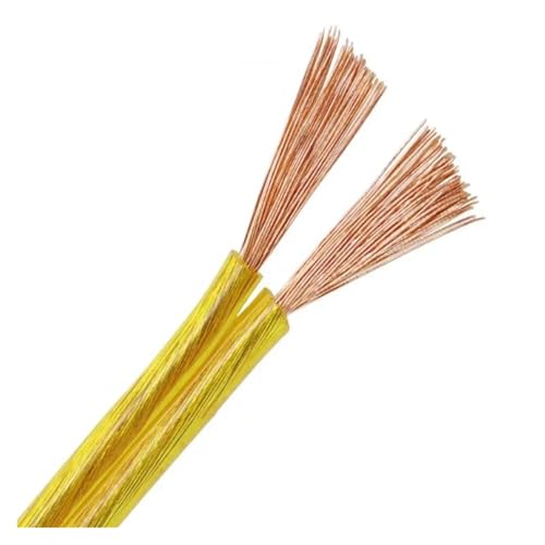 HKVT Cable de extensión de 15 AWG y 17 AWG, doble cable, audio, transparente, dorado, RVB, cobre, suministro de energía en paralelo, cable de luz.(5m,17AWG 2pin OD 5.1mm)