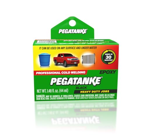 PEGATANKE - Black 2 Part Epoxy Resin & Cold Weld Adhesive | High Strength Liquid Metal Glue for Fuel Tanks & General Repair | High Temperature Epoxy for Cold Welding Waterproof Bonds (1.48 oz)