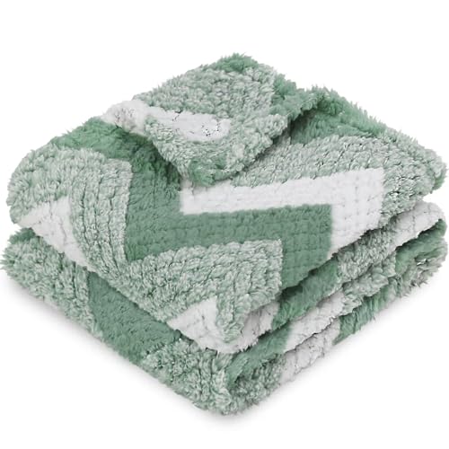 Image of HOMRITAR Baby Blanket for Boys Girls Soft Fleece Fluffy Toddler Blanket, Warmer Comfort Reversible Boho Decor Bed Blankets with Chevron Pattern for Newborn Infant 30 x 40