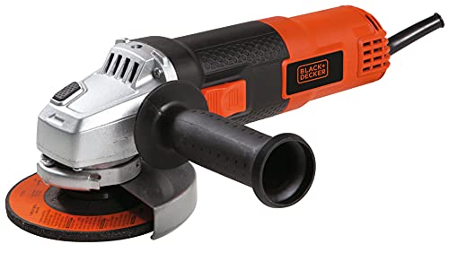 BLACK+DECKER Small Angle Grinder 820W 115mm Tool-Free Guard Adjustment 3-Position Side Handle Metal Gearbox for Metal Grinding & Cutting Compact Design Easy Storage Orange/Black - G720P-B5