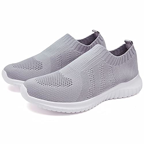 Konhill Men's Athletic Walking Shoes - Lightweight Casual Knit Slip On Sneakers 7 Us Light Gray,Label 39 #TOP3