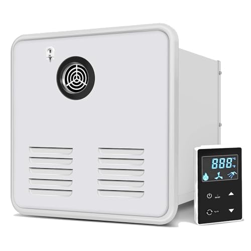 LYAYYDS Calentador de Agua instantáneo para RV, 12 V CC y propano, con Control Remoto, para Abertura de 15 x 15 Pulgadas, 55 000 BTU, reemplazo Directo para Autocaravana White