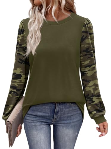 WIHOLL Long Sleeve Shirts for Women Fall Fashion Tops Trendy Color Block