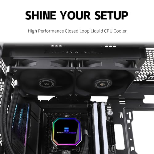 Image of Thermalrlght Frozen Prism 240 Black CPU Liquid Cooler,Efficient PWM Controlled Pump 3300RPM,TL-E12 Series PWM Fanx2,Water Cooling Computer Parts,for AMD AM4 /AM5,Intel 1150 /1156 /1200 /1700 /20XX