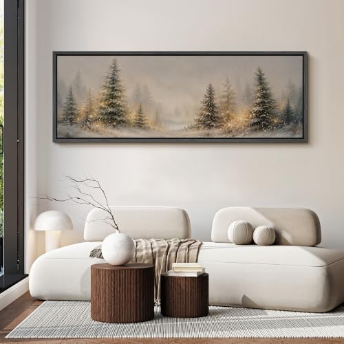Image of MUDECOR Large Framed Canvas Print Wall Art Snowy Pine Art for Living Room