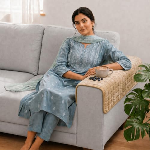 Image of STITCHNEST 'Haven Soft Series' Sofa Armrest Cover | Ultra Soft Plush Hand Rest Protector for Sofa & Couch Furniture, Washable Textured Arm Cover