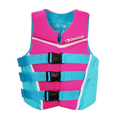 Owntop Swim Jacket Youth 50-90 lbs Neoprene Swim Vest Kids Adjustable Straps Buckles Lightweight Swimming Training Boating Kayak Water Sports (Pink M)