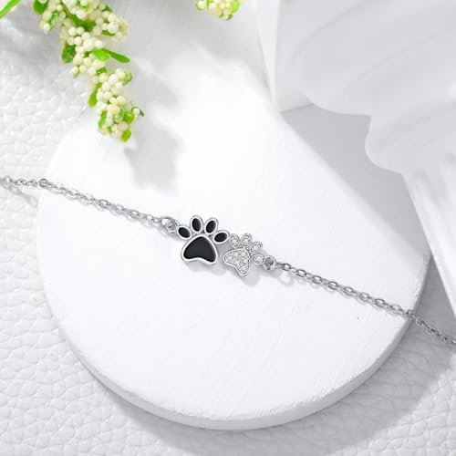 Image of 925 Sterling Silver Anklet Foot Bracelet with Crystal from Austria, Anklet Jewelry Gifts for Women 11 Inch Adjustable