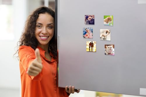 Image of Custom Fridge Magnets, Personalized Photo Magnets for Refrigerator, Home Decoration Picture Magnet Stickers for Office and Kitchen, Door(6 PCs)