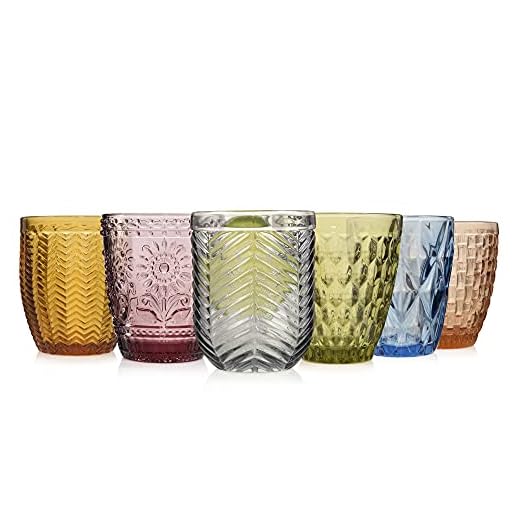 Sänger Trinkgläser Set Porto 6 teiliges Gläser Set für 6 Personen aus Glas, Wasserglas Füllmenge: ca. 310 ml, Mehrfarbig, einzigartiger Schliff, Alltag, Familienessen, Büro, Outdoor Saftgläser Set