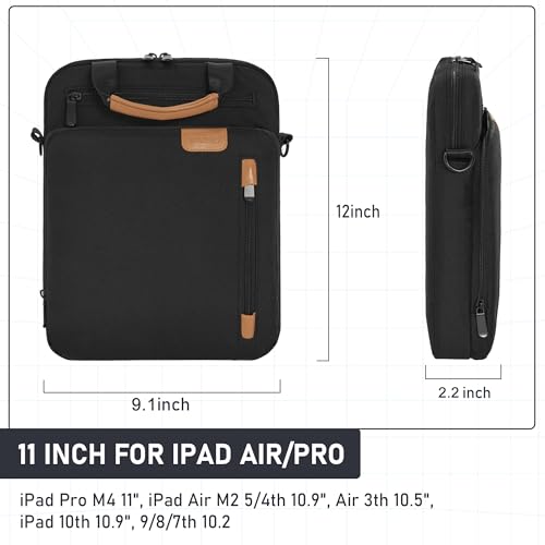 Image of 11inch iPad Carrying Bag,Tablet Bag,Padded Protective Travel Carrying Case for iPad A16 M5 11inch, iPad Pro M4 11 inch, iPad Air M2 5 /4th 10.9 inch, Air 3th 10.5 inch, iPad 10th 10.9 inch, 9 /8 /7th 10.2 (2025-2022)