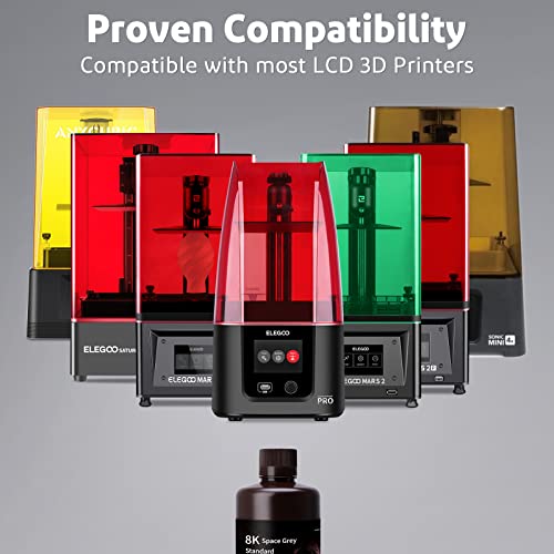 Image of ELEGOO 8K Standard Resin for 3D Printing, Ultra Precision, 405nm Fast UV Curing Photopolymer 3D Resin for 8K 9K 12K 16K Resin 3D Printer, Space Grey 1000g