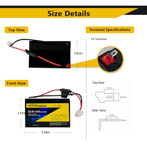 SEFEPODER Replacement Battery Compatible with Razor Scooter 24 Volt, 24V 9Ah Lifepo4 Lithium Ion Rechargeable Battery for Razor Pocket Mod,E300,E325 and Other Scooters - Image 3