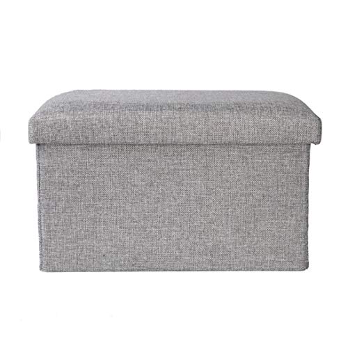 ZLY Folding Stool Storage Ottoman Polyester Fabric Linen Foot Rest Seat Kids Clutter Toys Collection 16"x10"x10"