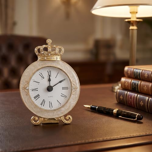 Reloj de mesa silencioso Zerodeko sin tictac de metal retro para dormitorio 5